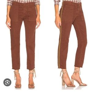 Nili Lotan Brown Crop Utility Pants with Side Stripe